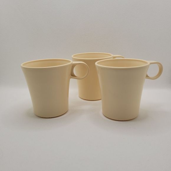 Camping Mugs Retro Melamine Plastic Travel Cup Set of 5 Vtg Alladin Deka Durable - Picture 9 of 12